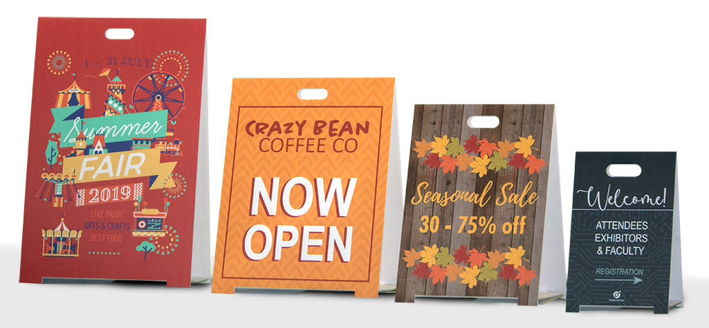 4 different sized coroplast a-frame signs | Signmax.com