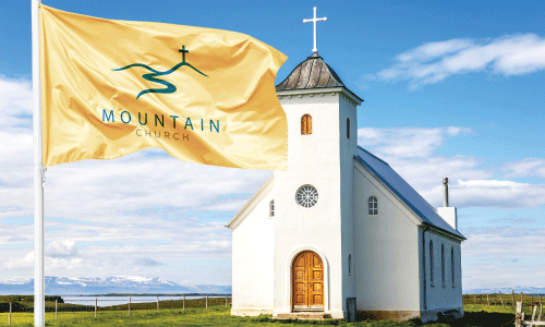 Mountain Church Fabric Flag