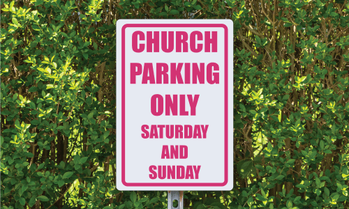 Polymetal Church Only Parking Sign