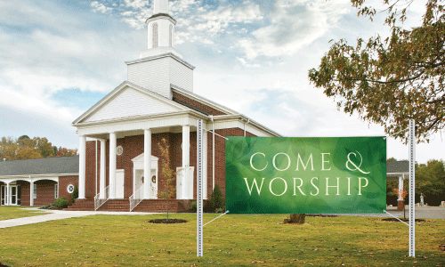 Come & Worship Vinyl Church Banner | Banners.com