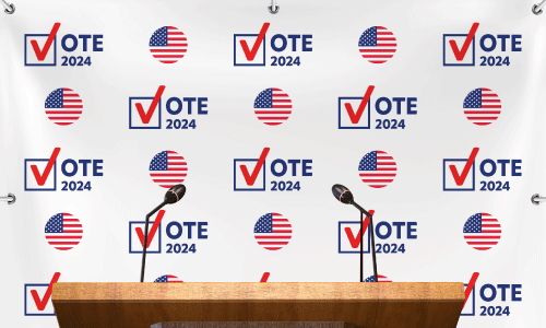 Step and Repeat Election Sign