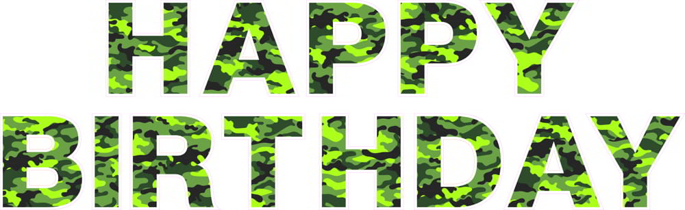 Green Camo Happy Birthday Template